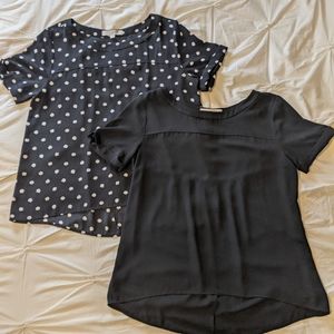 LOFT blouse bundle: Two short sleeved black and white blouses